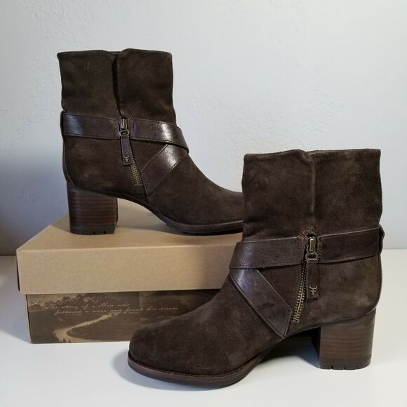 Trask Misty Dark Brown Suede Leather Ankle Boots Bootie Women Sz 8 NIB $298 - Picture 3 of 9
